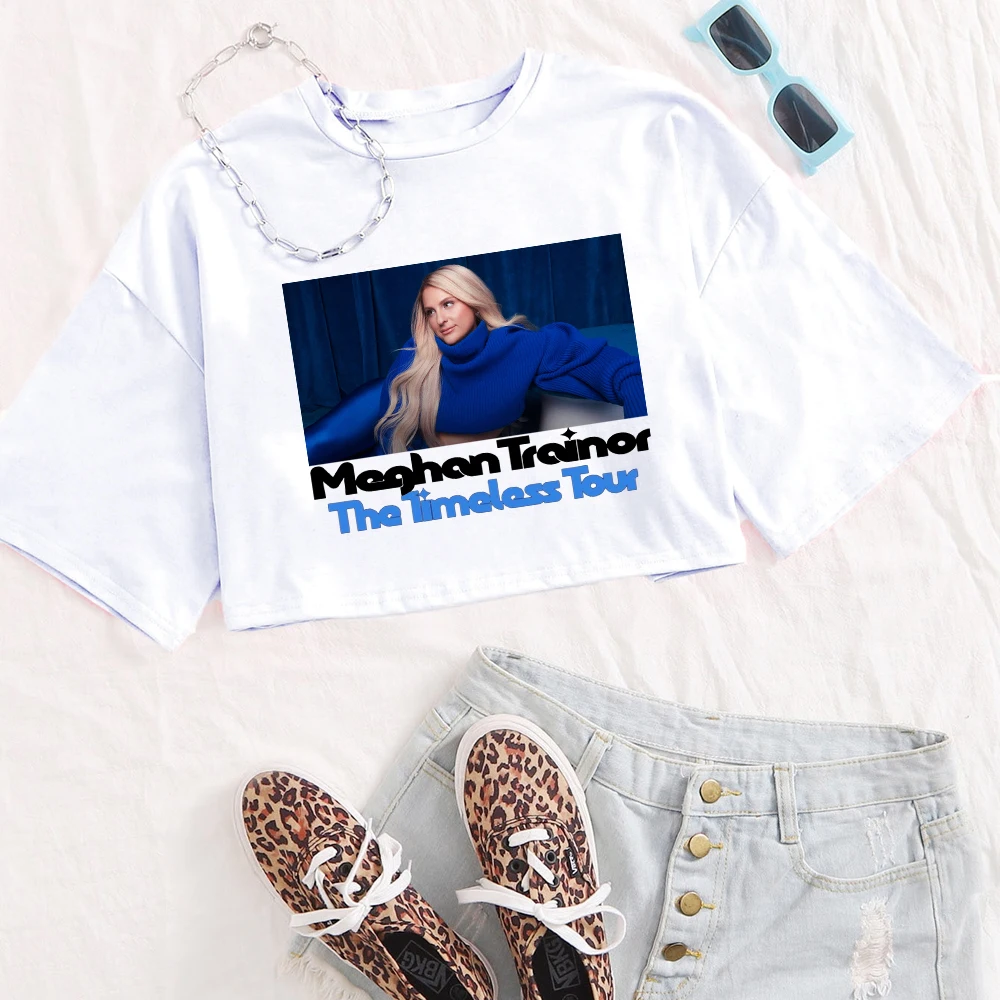 Meghan Trainor The Timeless Tour 2024 Shirt Women O-Neck Short Sleeves Crop Tops T-shirt Fans Gift Tops