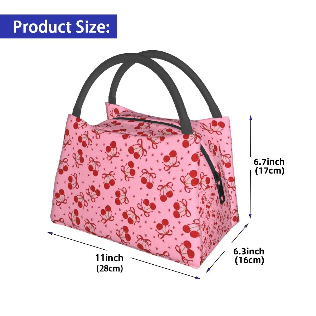 Cherry Insulated Lunch Bag for School Bento Storage Food Boxes Portable Container Cooler Thermal Lunch Box Tote