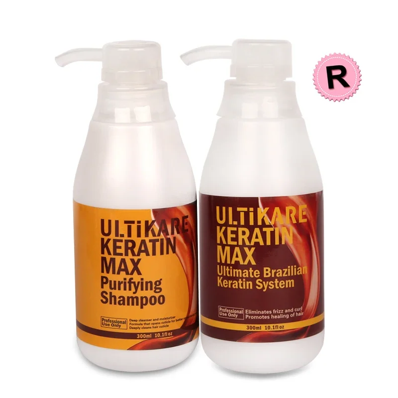 Hochwertiges, meistverkauftes 300-ml-Reinigungsshampoo + 300-ml-Behandlung mit brasilianischem Keratin für glattes Haar, 12 % Formalin für beständiges Haar