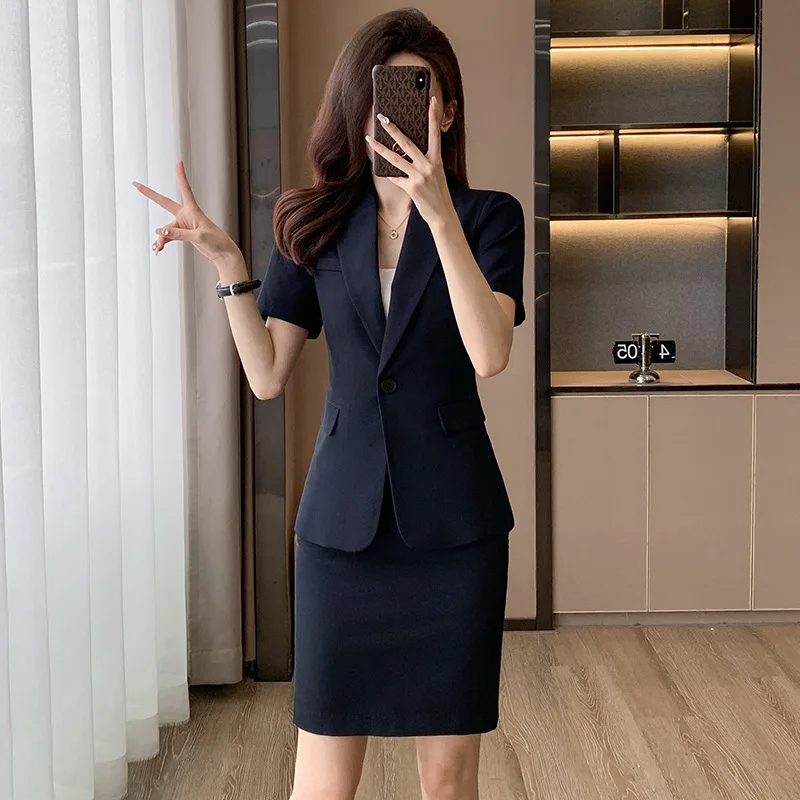 

High-End Professional Suit Women's Summer Short-Sleeved Elegant Jewelry Shop Hotel Catering Waiter Front Desk Work Clothes