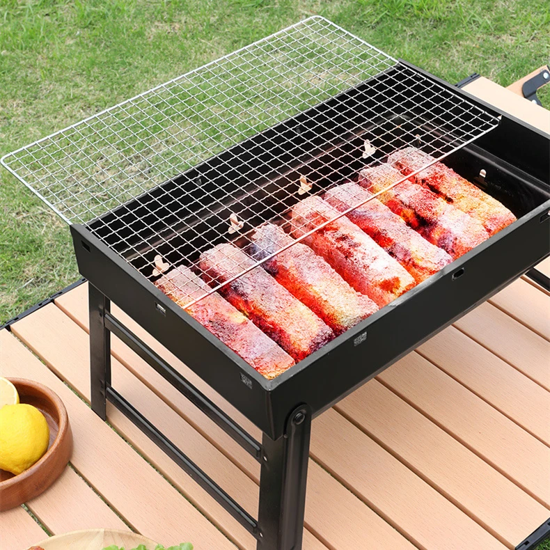 Portable Foldable BBQ Grills Stove Patio Barbecue Charcoal Grill Stove Outdoor Smoke-free Camping Picnic Folding Grill For Cook