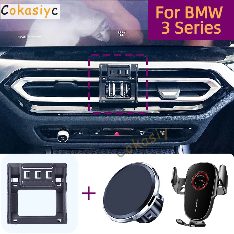 Suporte Magnético para Celular para BMW Série 3 G20 2023 2024, Base Personalizada com Carregamento Sem Fio
