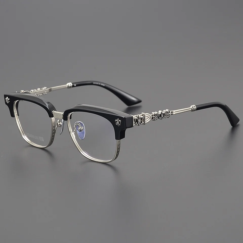 

2025 New Fashionable Men Glasses Frame Women Classic Designer Fake Half Frame Pure Titanium Luxury Personalized Myopia Glasses
