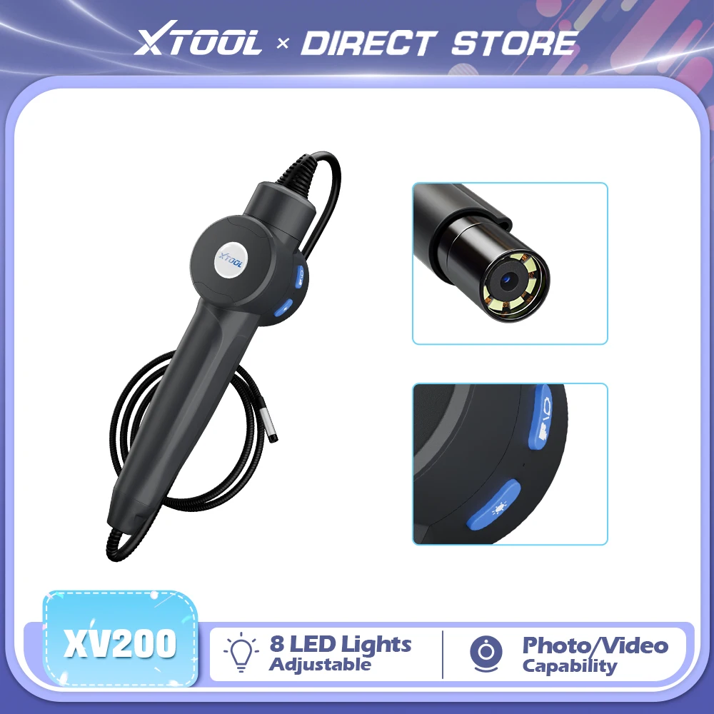 XTOOL XV200 Inspection Camera HD Automotive Industrial Endoscope Waterproof Borescope Camera with 8 LEDs Work with D7/D8S/D9SPRO