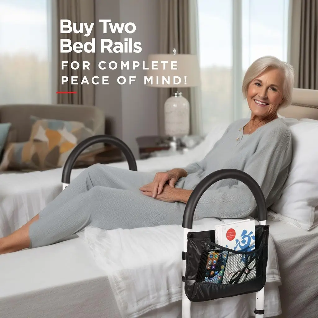 إطار حديدي قابل للطي، سرير جانبي محمول، واقي مصد للصدمات، سكة مستشفى بجانب السرير، مساعدة القضبان الجانبية للسرير #5