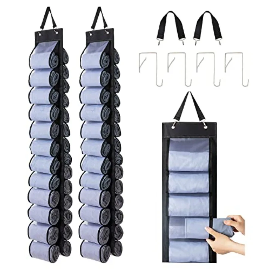 

Legging Organizer Storage - 2PCS T Shirt Organizer, Hanging Closet Organizers and Storage with 26 Roll Independent Compartments
