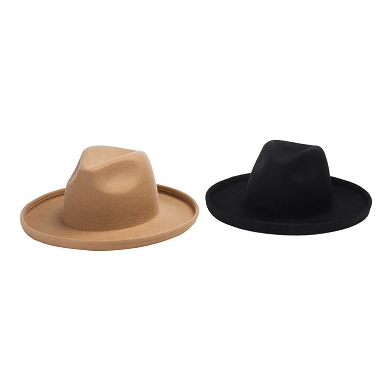 Fedora Hat Crimping Felt Hat Luxury Man Women Hats Fashion Formal Wedding Decorate Camel Panama Cap Fedoras Gorras Para Mujer