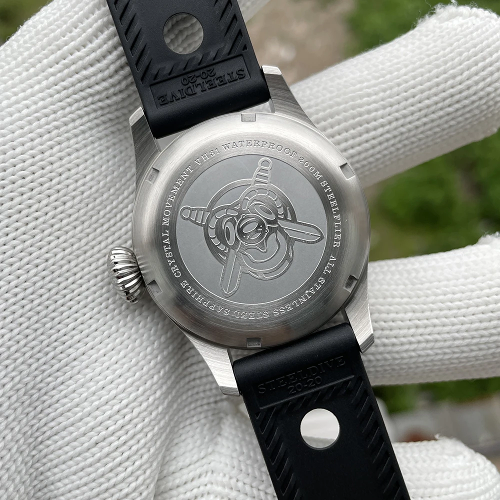 STEELFLIER Offizielle SF740V New Quartz Pilot Series Swiss C3 Luminous 200M Waterproof VH31 Movement Herrenmode Business Watch – Detail 31