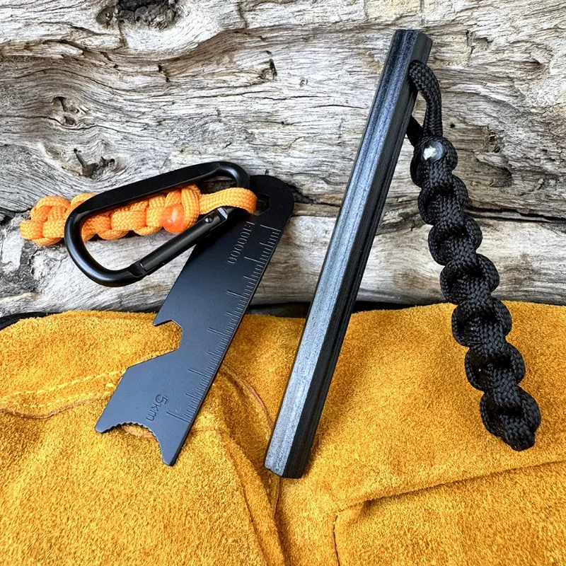 

Hand Woven Rope Hexagonal Flint Magnesium Stick Outdoor Survival Flint Stick Wilderness Survival Flint Camping Tool Men's Gift
