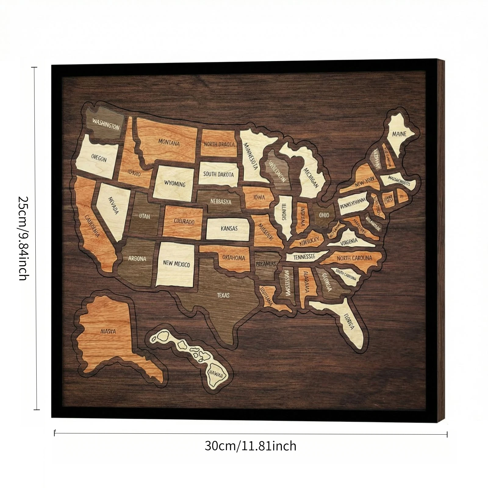 Nouveau puzzle de carte des États-Unis en bois, puzzle de carte créatif, jouet éducatif interactif sur la géographie des 50 États des États-Unis, cadeau unique