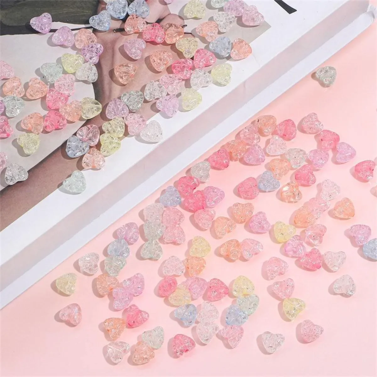 TX23 70pcs 10x9mm Acrylic Inner Bead Peach Heart  Bead DIY Handmade Jewelry Bracelet Accessories Necklace Materials Beads
