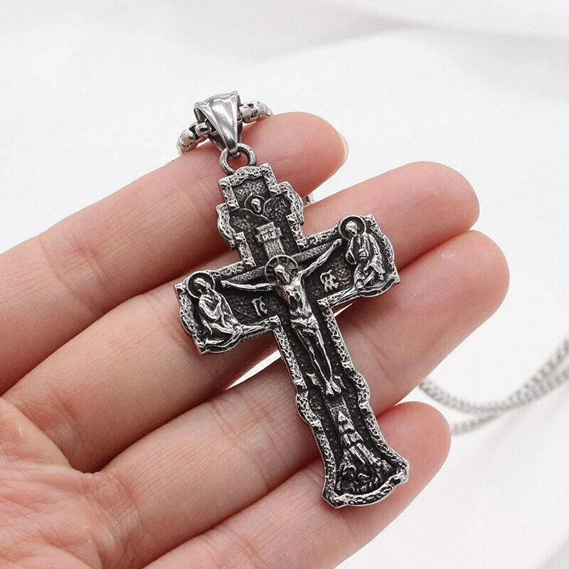 SAIYE Men's Russian Orthodox Cross Cross Pendant Necklace 316 Stainless Steel Titanium Steel Men's Fashion Jewelry