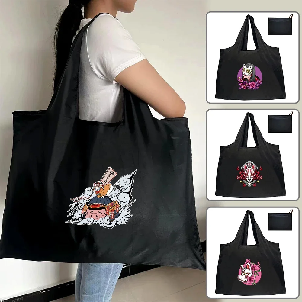 

Shopper Bags Tote Bag Convenient Large-capacity Shopping Bag Tote Foldle Reusable Handbags Mask Pattern Series Shoulder Bags