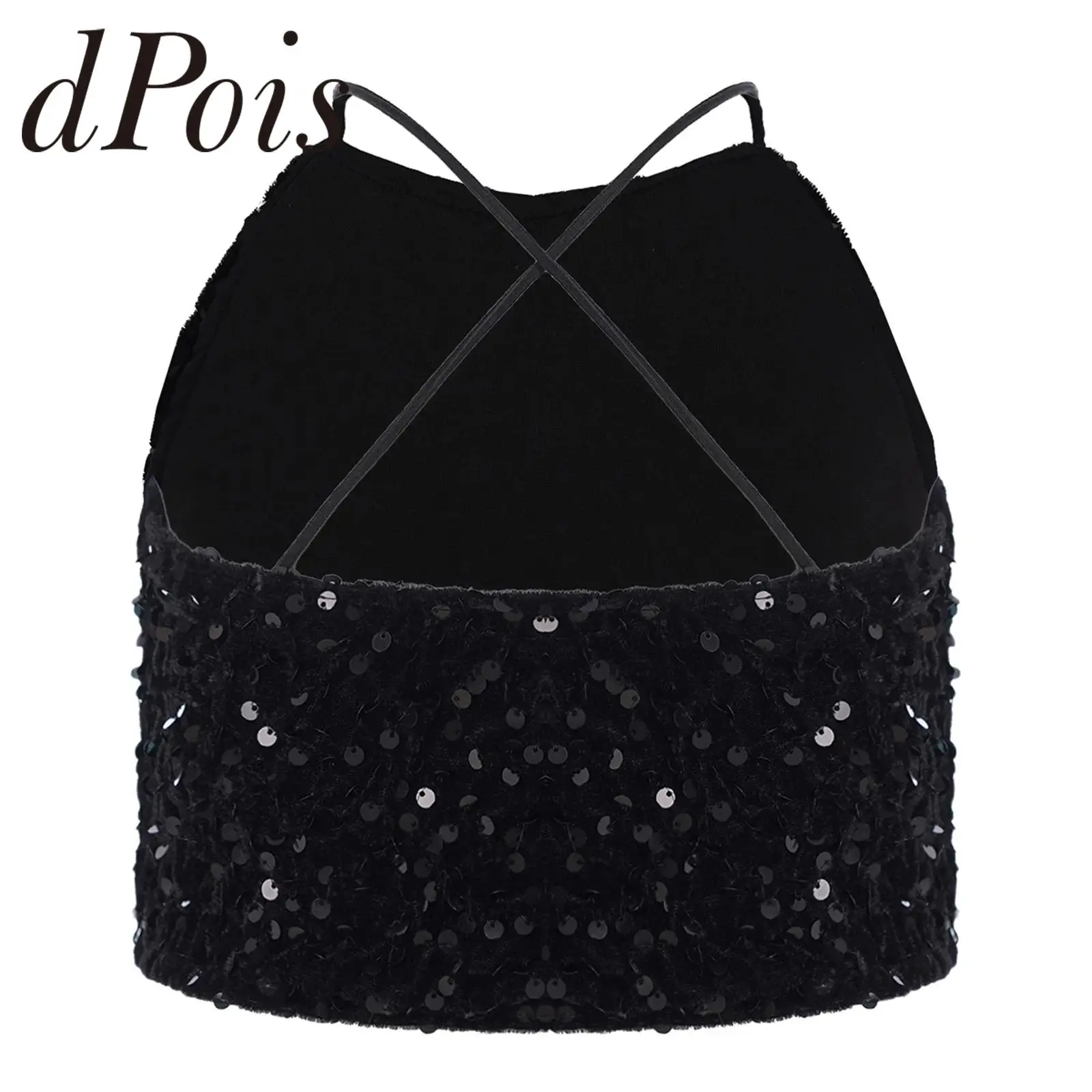 

Children's Disco Hip Hop Clothes Sparkling Velvet Tanks Tops Vest Sequins Crop Top Kids Girls Jazz Dance Performance Costume