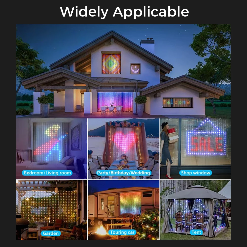 DIY Ambient Light DIY Picture Display Music Synchronization Curtain Lamp APP Control String Light for Christmas Holiday Party