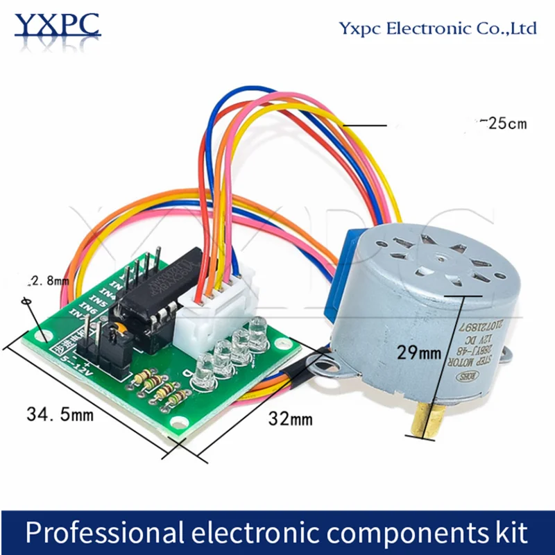 DC 5V 12V 28BYJ-48 Silnik krokowy z przewodem 25cm Redukcja Silnik krokowy 4-fazowy z płytą sterownika ULN2003 Arduino Diy Kit