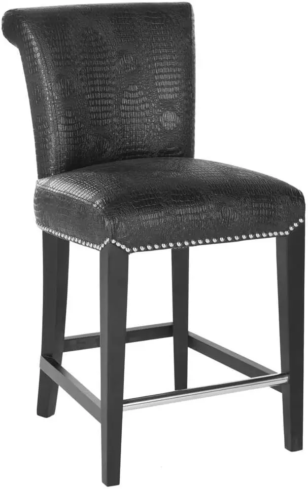 Mercer Collection Seth Black Leather 25.9-Inch Counter Stool