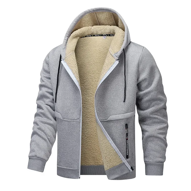 Male American Thicken Coats Clothes Autumn Winter New Fashion Men's Casual Trendy Simple Basic Long Sleeve Hooded Sweatshirts