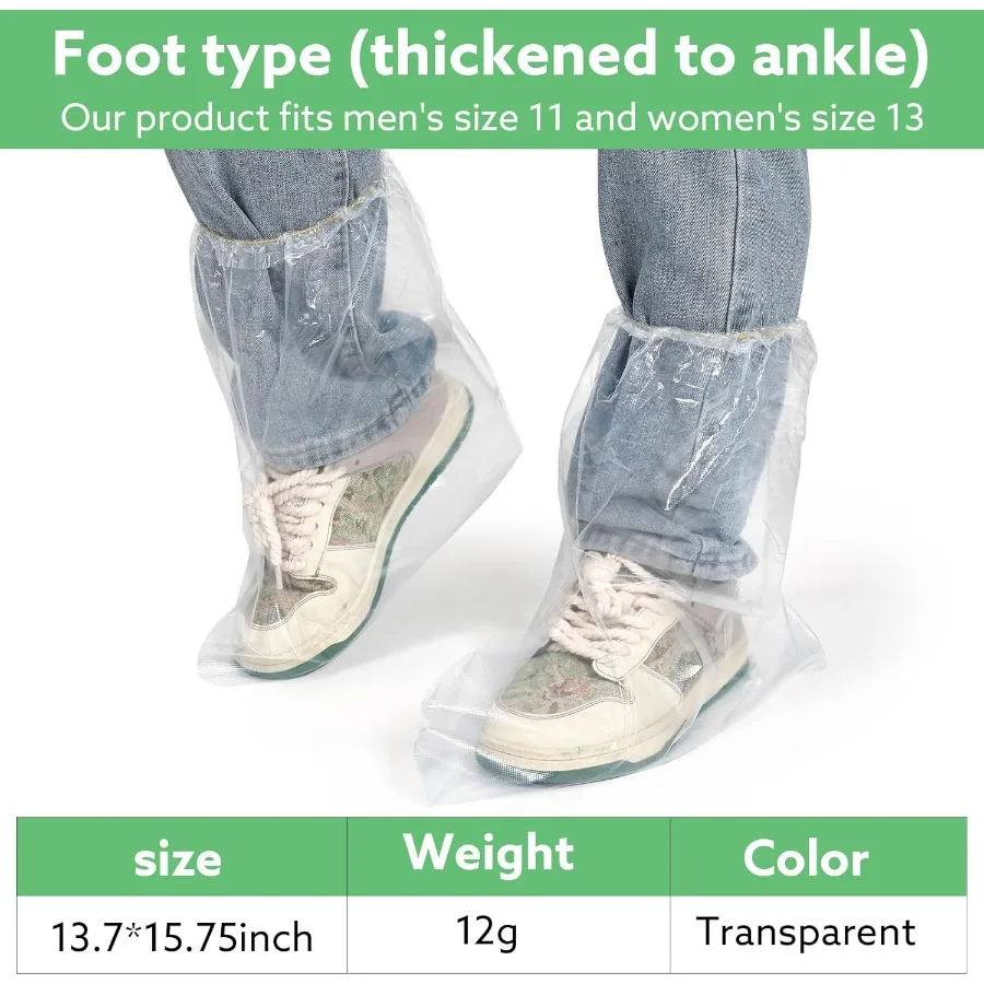 Yzurbu 20 قطعة 13.7 أغطية أحذية للاستعمال مرة واحدة شفافة مقاومة للماء وغير قابلة للانزلاق CPE أحذية سميكة مقاس XL تناسب ما يصل إلى الرجال 1