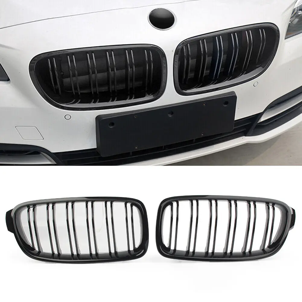 Front Bumper Kidney Grille Grill Hood Replacement For BMW 3 Series F30 F35 320i 325i 2012-2016 Glossy Black Radiator Dual-line