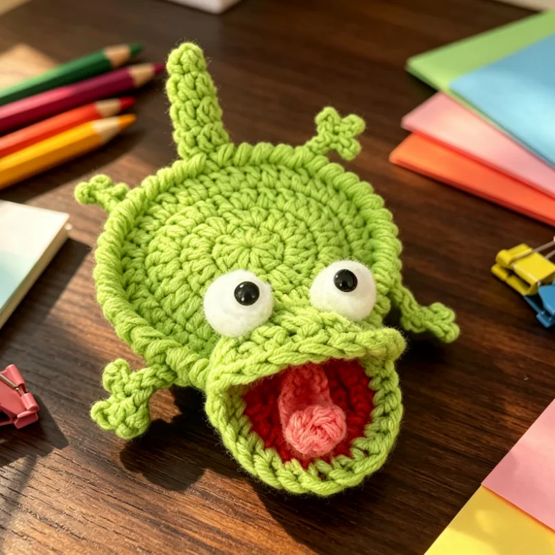 1pc-Handmade Crocheted Lizard Coasters - Fun and Novelty Gift (Random Lizard Stickers) - Available in Two Colors