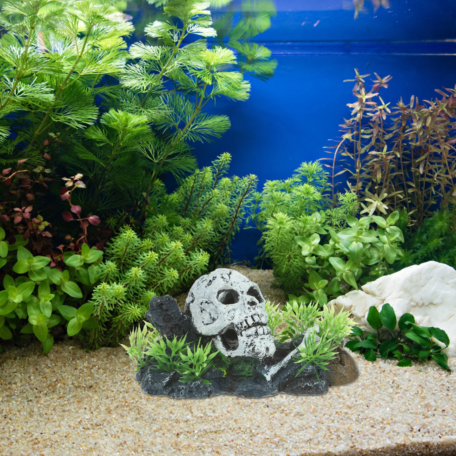 

Aquarium Skull Head Statue Fish Tank Ornament Vivid Decorative Halloween Prop Fish Tank Skull Aquarium Decor Halloween Prop