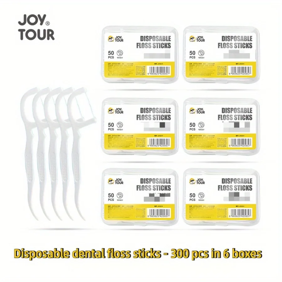 300pcs boxed floss disposable 50pcs box a box of disposable floss stick polymer fine smooth portable floss independent packaging