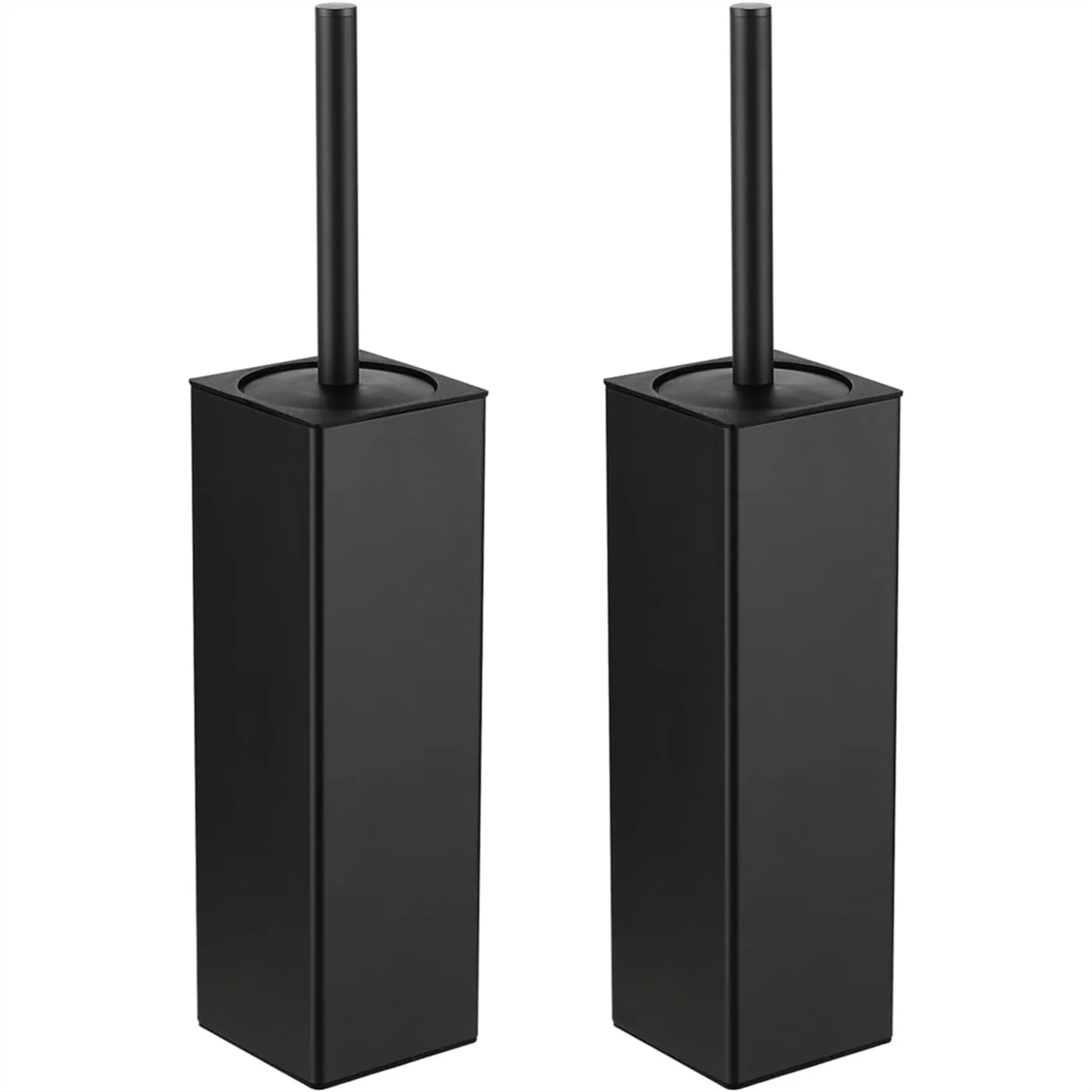 

Toilet Brush and Holder Set 2 Pack Aluminum Free Standing, for Deep Cleaning with Odor-Sealing Lid, Square Design Space Saving