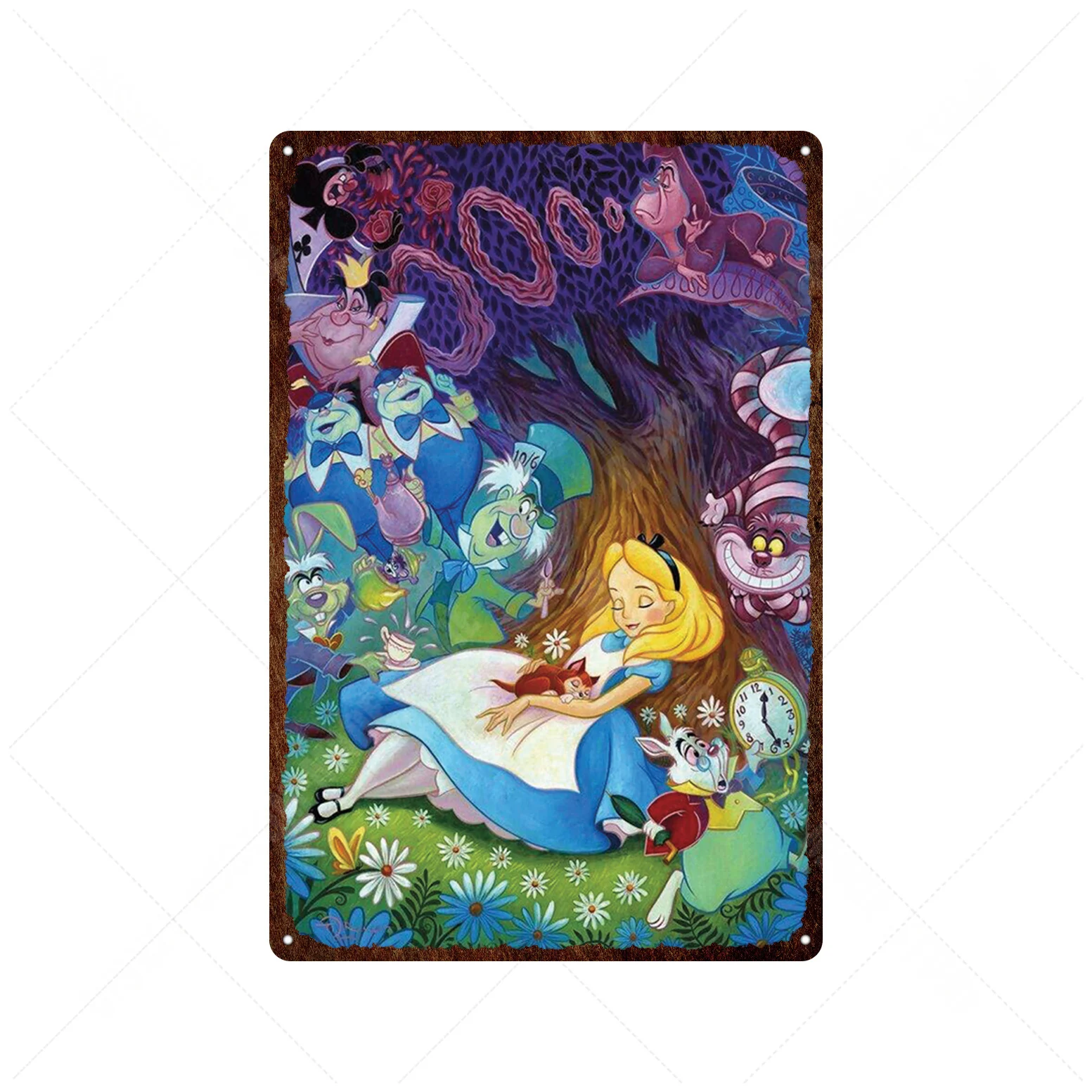 Alice In Wonderland Metal Signs Disney Classic Movie Cartoon Princess Alice Metal Poster Tin Sign Plate Metal Plaque Home Decor