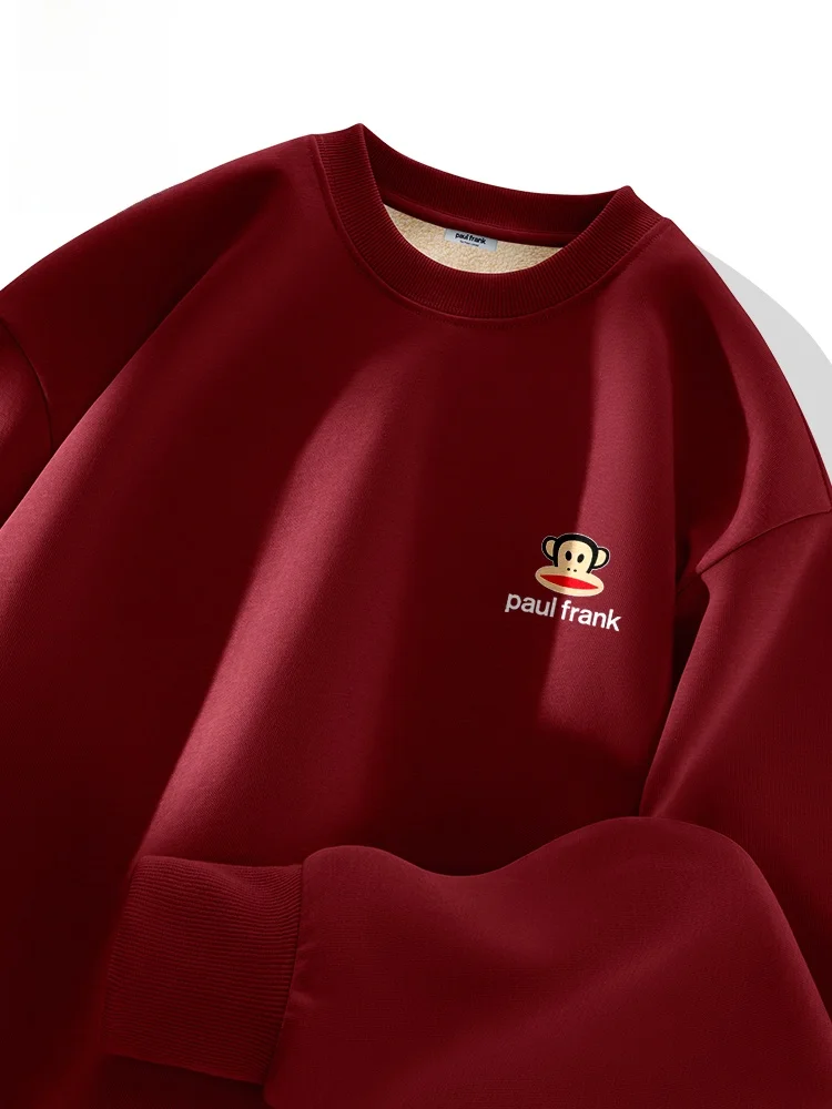 

PaulFrank Winter Lamb Velvet Hoodie Men's Casual round Ne Thiened Sweatirt Faionable Ci Sle Long Sve Animal Print