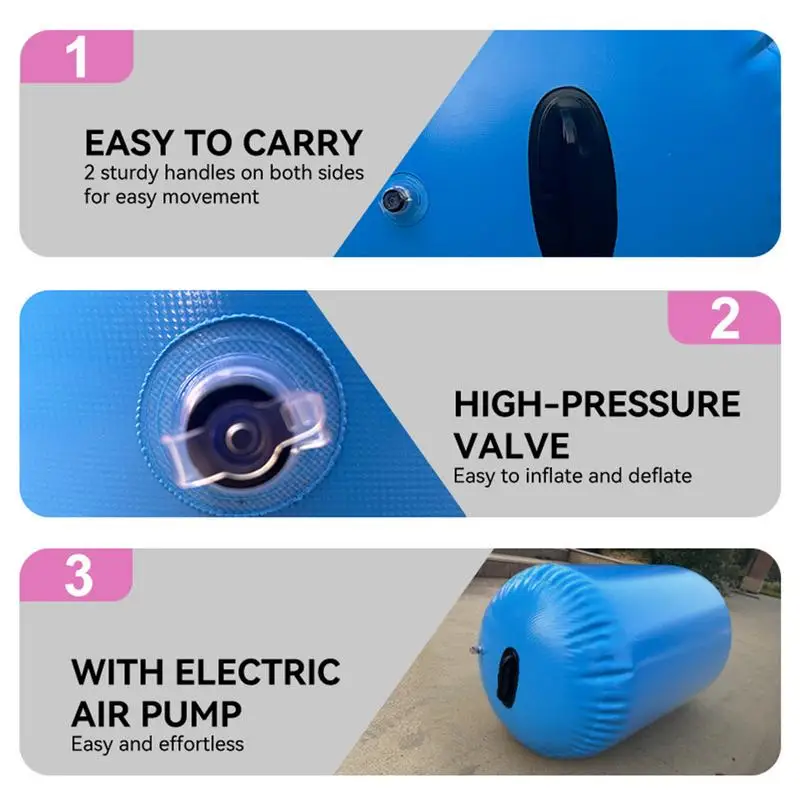 Gymnastics Tumbling Barrel Inflatable Tumbling Air Barrel Roller Inflatable Tumbler Roller Back-Bend Trainer with Air Pump for