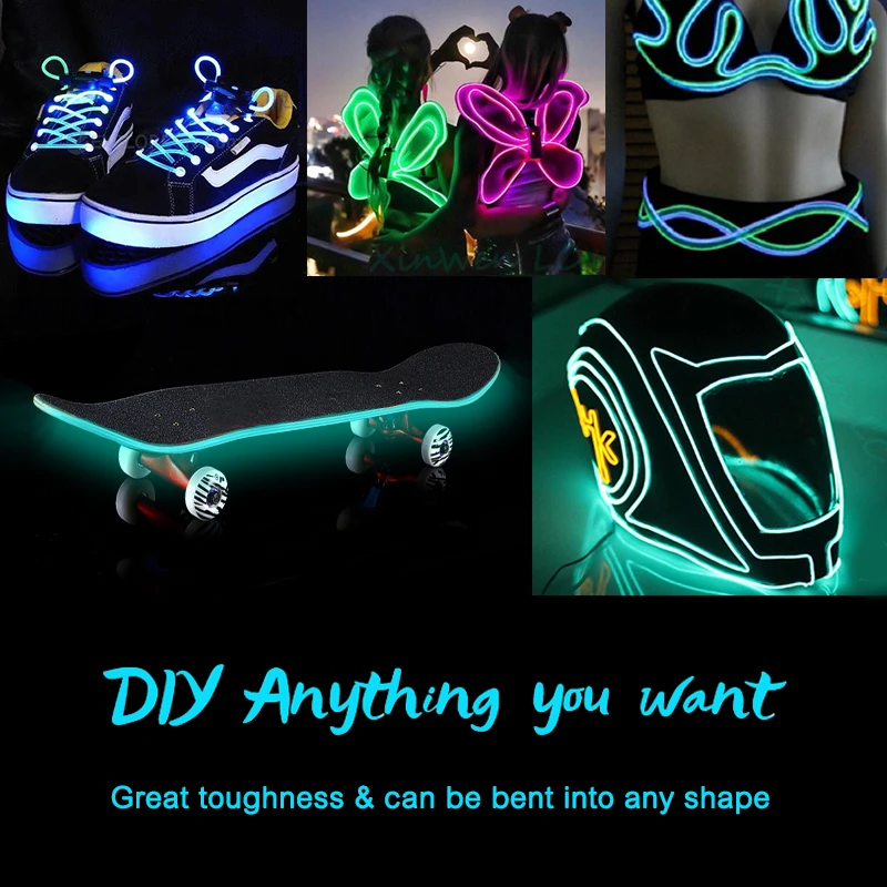 1M/3M/5M Glow El Draad Kabel Licht Decoratie Kleding Bal Rave Led Neon Kerst Dance Party Diy Kostuums Lichtgevende Auto Kleding