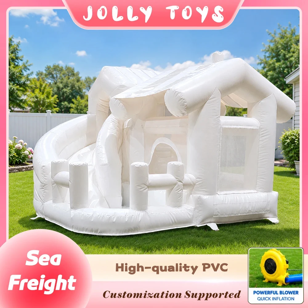 

White House Bounce Combo With Ball Pit Commercial PVC Bouncy Castle for Kids Birthday Party Wedding Backyard Play with Blower