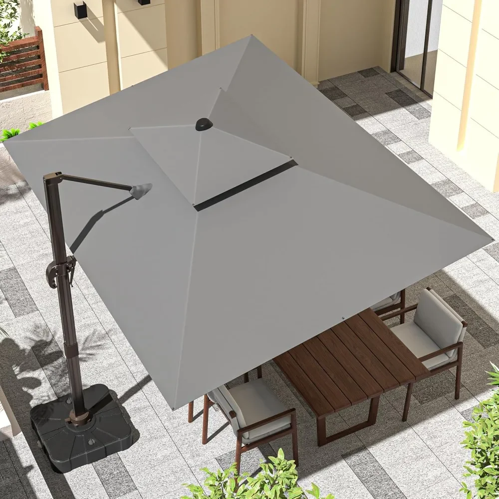 

9' X 12' Cantilever Outdoor Patio Umbrellas with Base Included, Large Rectangle Umbrella Heavy Duty 360°Rotation Offset Umbrella