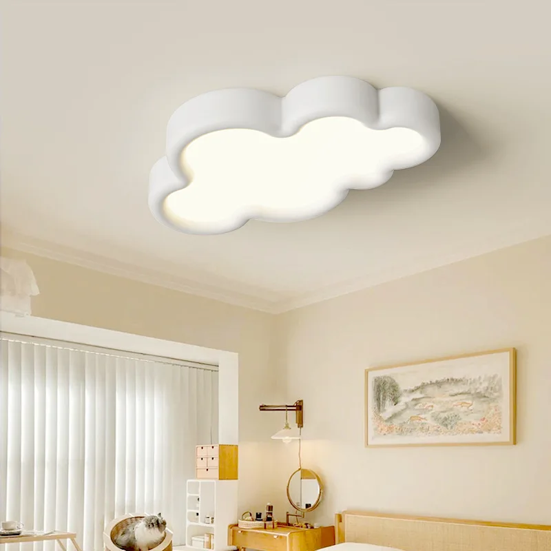 White Cream Color Cloud Ceiling Lights LED Children's Room Lamp Minimalist Warm Nursery Baby Room Boy Girl Bedroom Ceiling Lamps