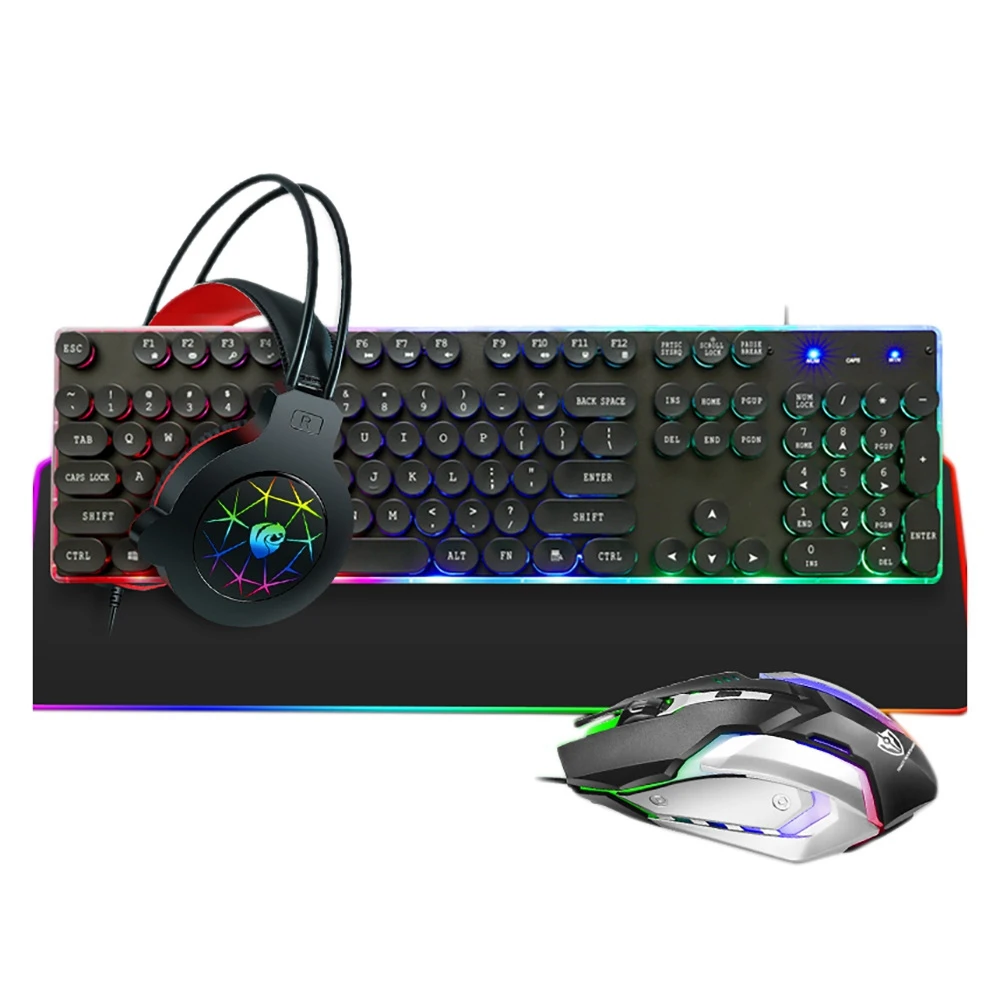 

PANTSAN Gaming Keyboard and Mouse Mouse Pad and Gaming Headset Wired Led Rgb Backlight Set Suitable for Pc Gamers 4-In-1