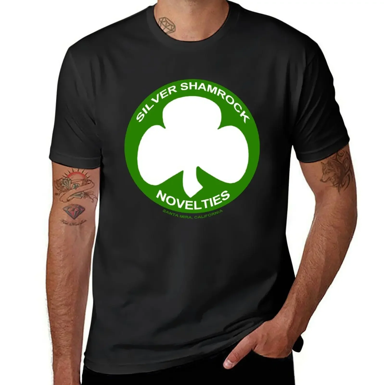 Silver Shamrock Novelties (SSN) Shirt - Traditional White Shamrock Design T-Shirt for a boy blanks outfits for men