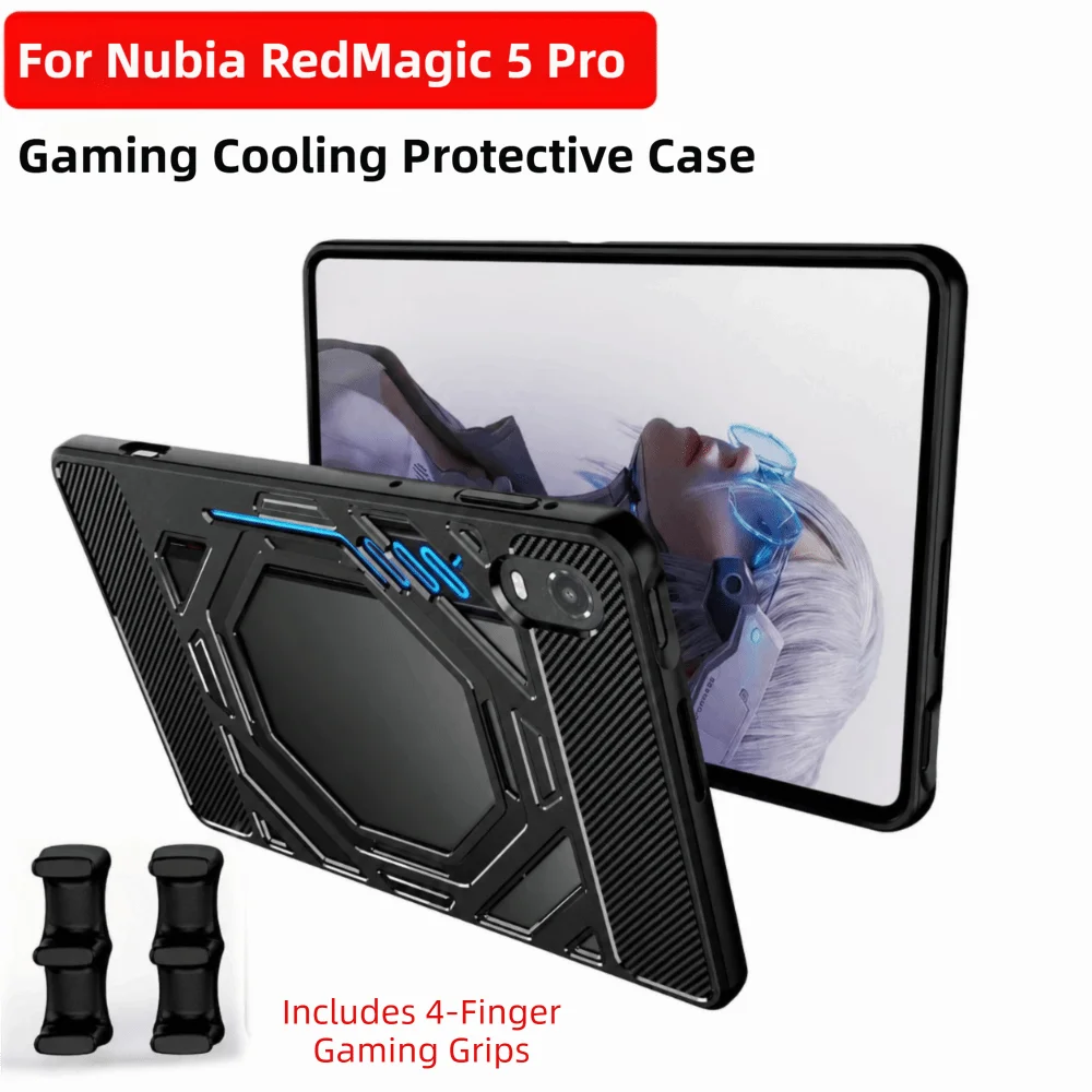 TPU Tablet Case with Gaming Grips Shockproof Protective Cover Anti-Scratch Soft Gaming Tablet Shell for Nubia RedMagic 5 Pro