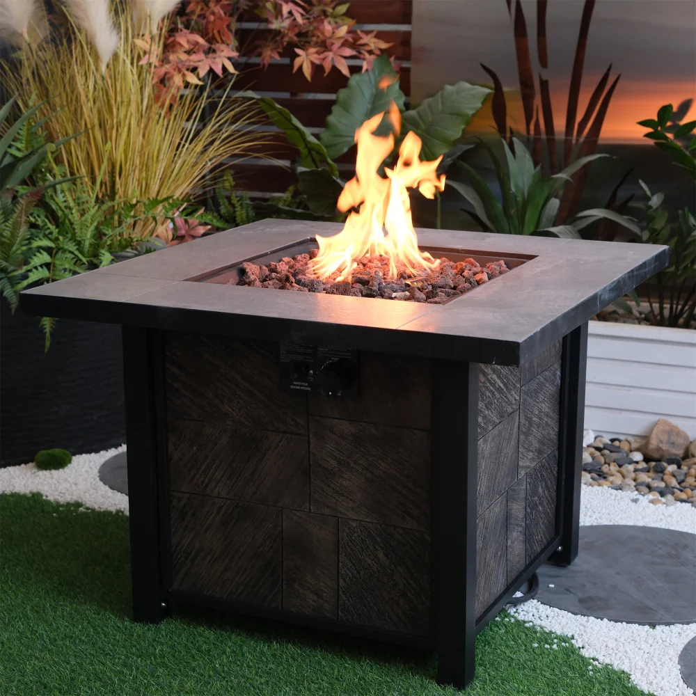 50000 BTU, CSA Certification Square  Gas Fire Table ,Contain 5 kg Lava Stone And Rainproof Cover,Magnesium Oxide Wood Grain