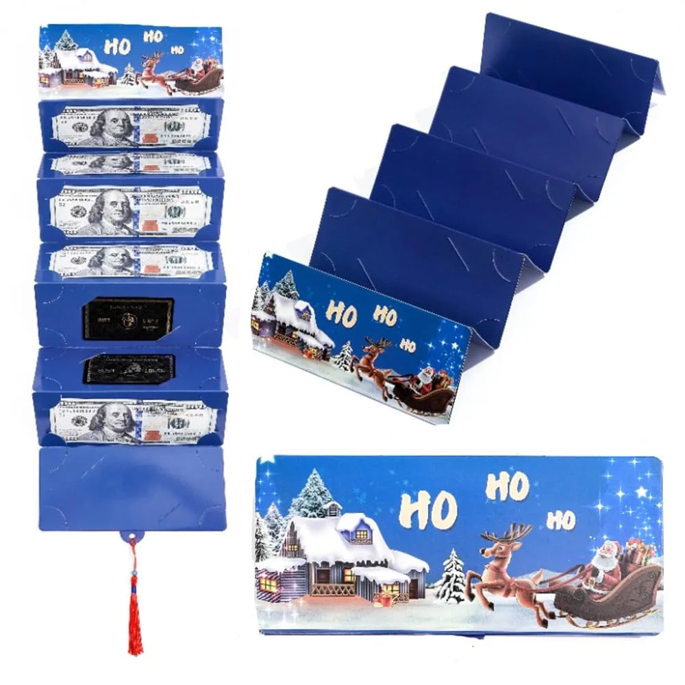

Santa Claus Christmas Cash Gift Envelope Christmas Tree with 10 Slots Folding Banknote Card Christmas Red Envelope