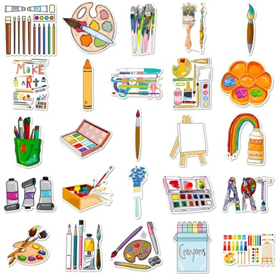 100Pcs Pint Plette Stickers Pigment Stickers for Laptop Water Bottles Skateboard Luggage Computer Blue Green Yellow Cute Decora