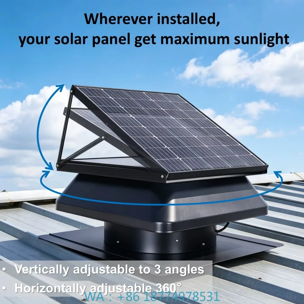 APP‑Controlled Industrial High Airflow Roof Exhaust Fan Solar Attic Ventilation Fan for Factory Warehouse Roof Extractor Making
