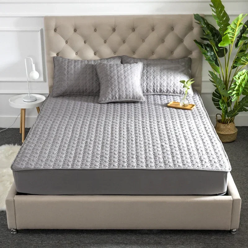 ADOREHOUSE Washable Bed Cover Queen Size Fitted Bed Sheet 140x200cm Mattress Cover Embossed Quilted King Mattress Protector