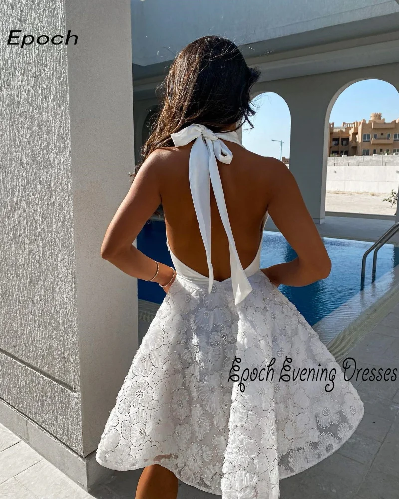 Epoch Short Evening Dress فساتين السهرة Elegant Appliques Halter A-Line Mini Beach Cocktail Prom Gown For Lovely Women 2024