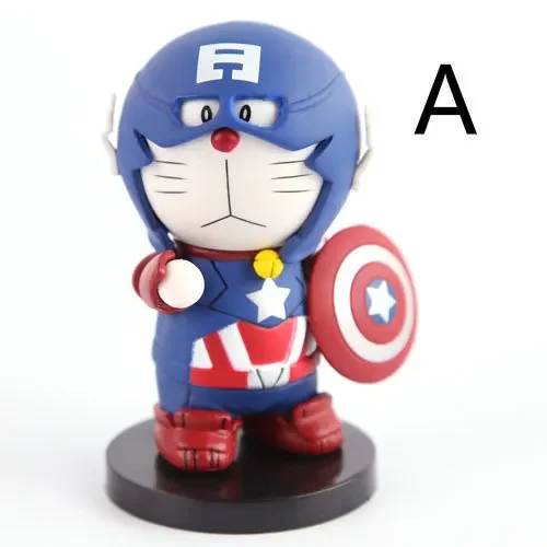 Marvel Q Version Iron Man Spider-Man Captain America Doraemons Action Figure Model Toys Collectibles Car Decoration Kids Gift view 4