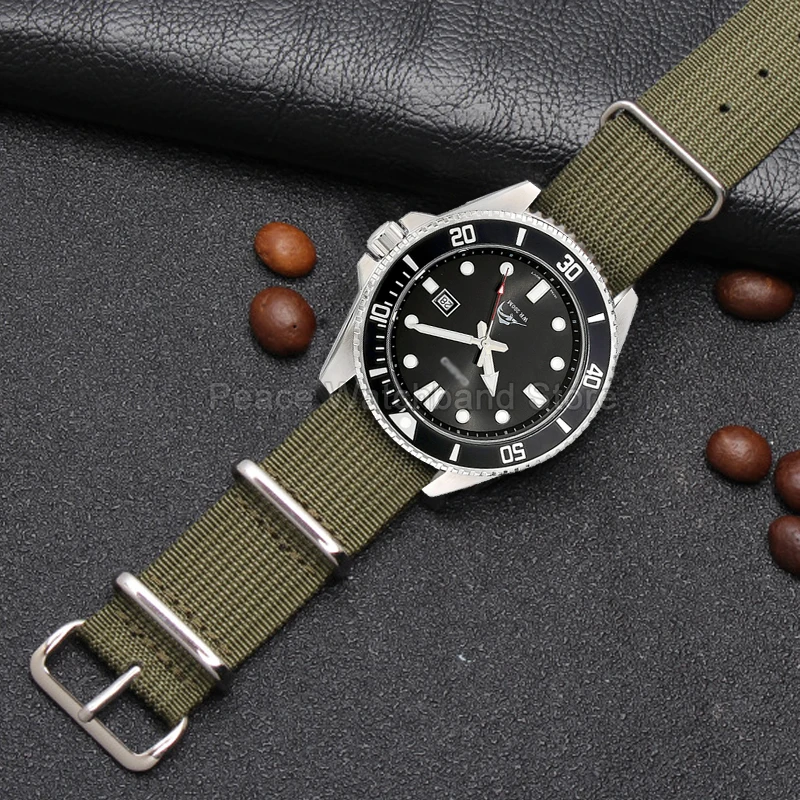 For Rolex Longines Breitling Citizen Tissot 18 20 22mm Blue Gray Pit-Embossed Nylon Watchband Dedicated Clasp Abrasion-Resistant