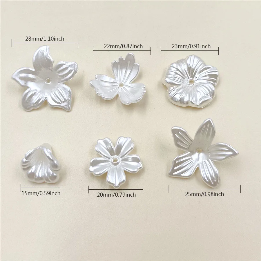 10/20pcs/lot ABS Imitation Pearl White Beads Caps Hairpin Brooches Needlework Jewelry Making Craft DIY Accessories