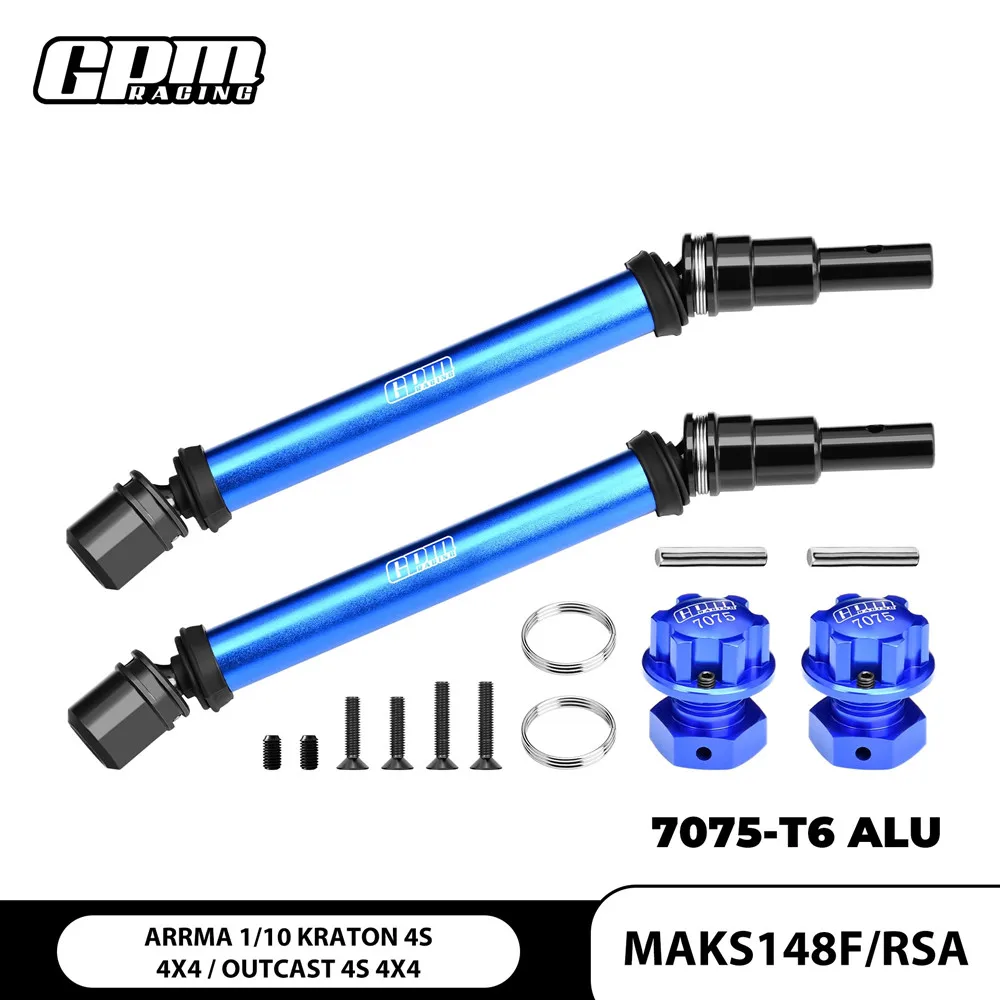 

GPM 4140 Steel CVD Drive Shaft&Wheel Hex Nut Set For ARRMA 1/10 Kraton 4S Outcast 4S AR310887