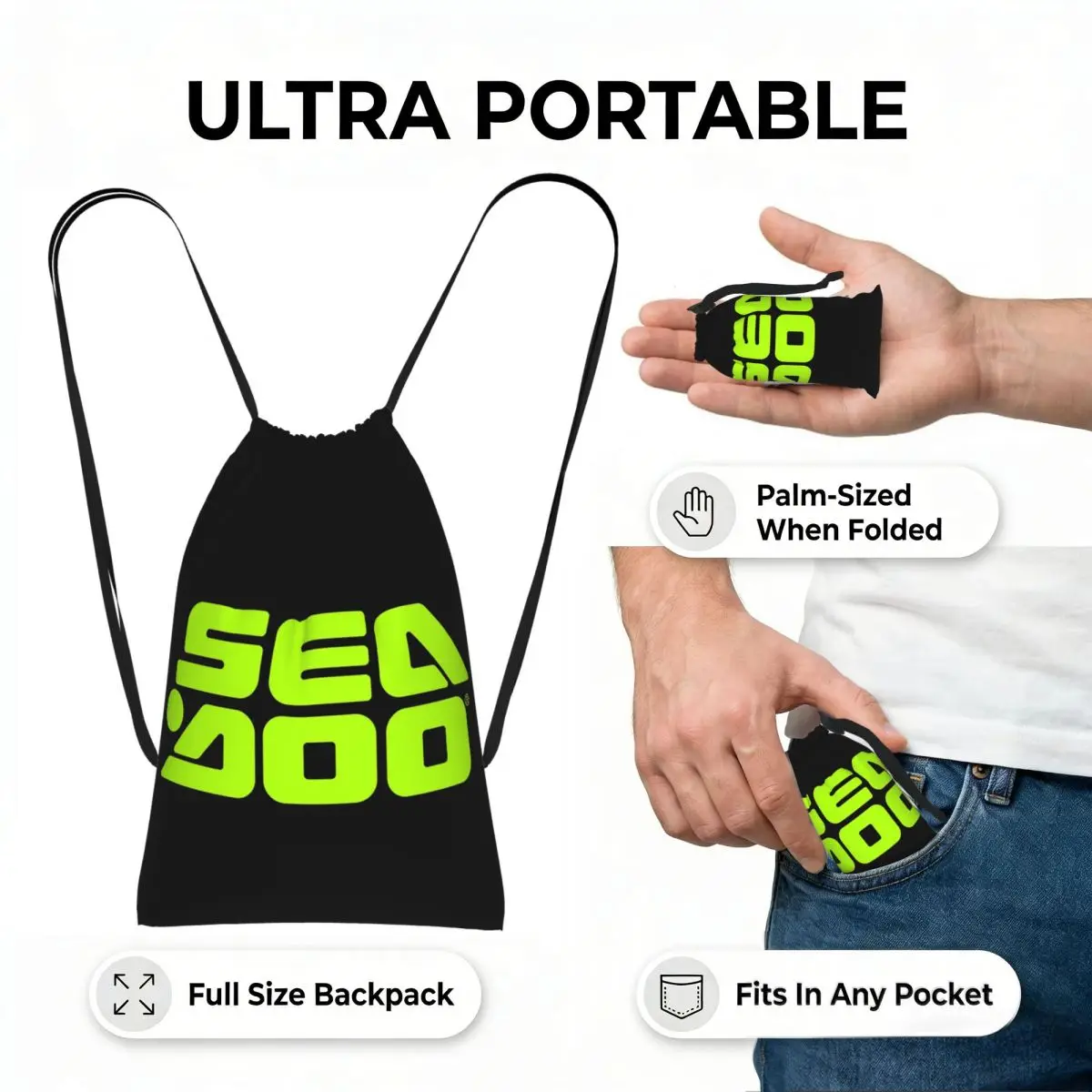 Sea Doo Team Rxt Brt Marine Drawstring Backpack hiking cycling Bag Lightweight Foldable Storage Drawstring Bag for Men Women