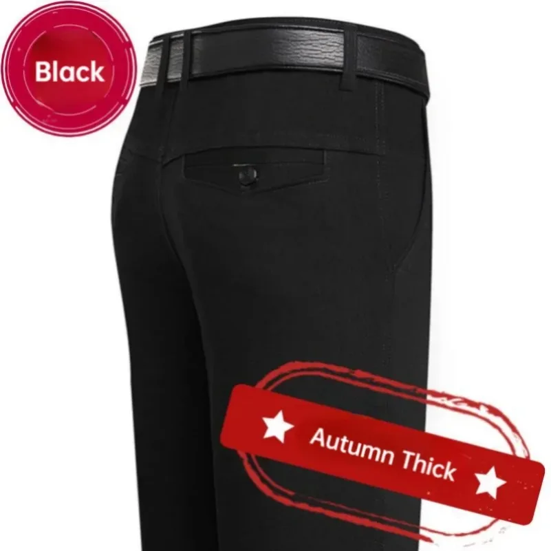 Men's Office Business 100% Cotton Pants Summer Thin & Autumn Thick High Waist Straight Loose Solid Bland Suit Slacks GOZBKF - Image 5
